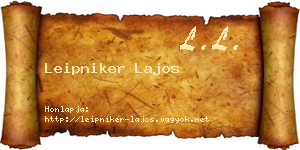 Leipniker Lajos névjegykártya
